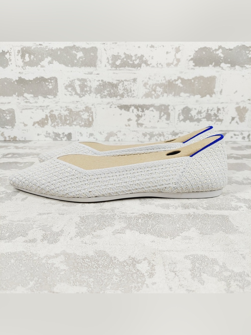 NEW Rothy's The Flat White Knit Pointy Toe Slip On Loafers E659